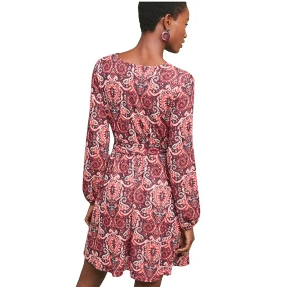 Anthropologie Maeve Paisley Belted Dress Pink - Picture 3 of 16